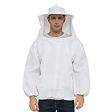 Professioneller weißer Imkeranzug, Jacke, zum Überziehen, Kittel mit selbststützendem Schleier für Anfänger & Gewerbe Bienenzüchter XL Weiß