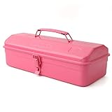 Hi-Spec Stahl-Metall Werkzeugkastenkoffer tragbarer Aufbewahrungsbehälter in Rosa Pink für Werkzeuge, Bits & Bobs, lose Teile & Komponenten im klassischen Vintage Style