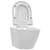 vidaXL Wand WC ohne Spülrand Absenkautomatik Spülrandlos Soft Close Sitz Hänge-WC Wand Hänge Toilette Keramik Badezimmer Badmöbel Weiß
