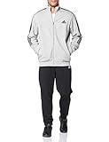 adidas GK9975 Herren Essentials 3-Streifen Trainingsanzug, Top:Medium Grey Heather/Black Bottom:Black/White, 7