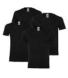 PUMA 4 er Pack Basic Crew T-Shirt Men Herren Unterhemd Rundhals, Bekleidungsgröße:XL, Farbe:200 - Black