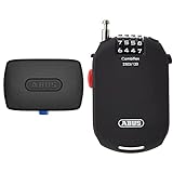 ABUS Alarmbox - Mobile Alarmanlage zur Sicherung von Fahrrädern, Kinderwagen, E-Scootern - 100 dB lauter Alarm - Blau & Spezialschloss Combiflex 2503/120 - 120 cm Stahlkabel - mit Zahlencode, Schwarz