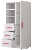Schrankregal 80 x 160 x 40 cm Weiß mit rosa Griffen Colour Serie Polini