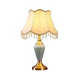 SHIJIE1701AA Tischleuchte Europäische Keramik Tischlampe Oval Lampenschirm Haushalt Wohnzimmer Cafe Tischlampe Nachttischlampe (Color : Push Button Switch)