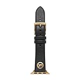 Michael Kors Damenarmband aus schwarzem Leder für Apple Watch®, 38mm/40mm/41mm