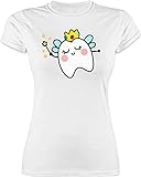 Karneval & Fasching Kostüm Outfit - Süße Zahnfee - M - Weiß - t Shirt Zahn Weiss - L191 - Tailliertes Tshirt für Damen und Frauen T-Shirt