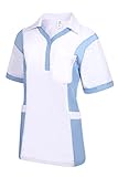 Clinotest Damenkasack Julia, Gesundheitswesen, für die Pflege, Berufsbekleidung, in Trendfarben (XL, weiß/sky)
