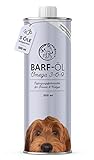 Barf Öl für Hunde 500ml Barföl aus: Lachsöl, Rapsöl Hanföl & Borretschöl I Futteröl für Hund als Futter Topping (Barf Zusatz)