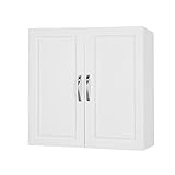 SoBuy® FRG231-W Hängeschrank mit Zwei Türen Wandschrank Badschrank Küchenschrank Medizinschrank Weiß BHT ca: 60x60x30cm