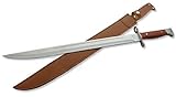 AK CCCP 47 Bajonett Messer mit Holster, Gürtelmesser - Griff aus Holz - scharfes Messer AK47, braun Silber (61cm feststehende Klinge)