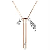 CHICAI Pet Urn Ketten-Engels-Flügel-Charme - Zylinder Memorial Edelstahl Einäscherung wasserdichter Schmuck (Color : Rose gold)