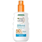 Garnier Sonnenschutz-Spray mit LSF 50+, Wasserfestes und rückstandsloses Spray für empfindliche Haut, Ambre Solaire Sensitive expert+, 1 x 150 ml