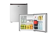 YUNA Mini Kühlschrank SEREBRO XS KS43.0 mit 45 Liter Volumen | Silber | mit Eiswürfelfach | wechselbarer Türanschlag | ideal für Camping und Büro | höhenverstellbare Füße | Vollraumkühlschrank