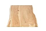 SAM Tischplatte 80x40 cm Curtis, Holzplatte Akazienholz massiv + naturfarben + lackiert, Baumkanten-Platte für Heimwerker, Arbeitsplatten, Tische & Fensterbretter, FSC® 100% Zertifiziert