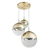 Decken Pendel Glas-Kugel Hänge Lampe Design Leuchte Beleuchtung 3 Kugeln Gold