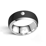 LZW Smart-Ring NFC Ring Motiv Ring Intelligente Ringe Für Männer Motiv Ring Fitness Ring Aura Ring Schlaf-Tracker Intelligenten Ring Ring Echoschleife,Schwarz,7