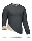 Boladeci Sweatshirts für Herren Shirt Herren Langarm Sweatshirts für Herren Thermo Fleece Langarm Rundhals Wollpullover Winter Outdoor Sport Arbeit Fleecepulli Dicker Pullover Dunkelgrau M