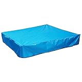 Wasserdichte quadratische Sandkastenabdeckung mit Kordelzug, 230 x 200 cm, Blau, schützt Ihren Garten Sandkasten mit Staubschutz aus Oxford-T