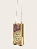 Heizlüfter Handtaschen Rhinestone Decor Chocolate Design Chain Box Bag (Color : Gold)