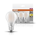 Osram LED Base Classic A Lampe, in Kolbenform mit E27-Sockel, nicht dimmbar, Ersetzt 60 Watt, Matt, Warmweiß - 2700 Kelvin, 3er-Pack