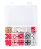 Rayher 14860258 Silikonperlen sortiert, rosa, hellgrau, weiß, Schweiß- und speichelecht, Box mit 61 Teilen, inklusiv Fädelschnur, Schnullerketten und Greiflinge für Babys selber machen