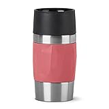 Emsa N21604 Travel Mug Compact Thermo-/Isolierbecher aus Edelstahl | 0,3 Liter | 3h heiß | 6h kalt | BPA-Frei | 100% dicht | auslaufsicher | spülmaschinengeeignet | 360°-Trinköffnung | Korallenrot