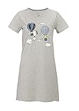 ONOMATO! Peanuts Snoopy Damen Nachthemd-Kleid Schlafshirt, Farbe:Grau, Größe:L