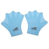 CurCKuad Webbett Handhüllen Schwimmen Paddel Wasser Finger Handflipper für Männer Frauen tauchen Surftraining Blau 1pair, Schwimmhälfte