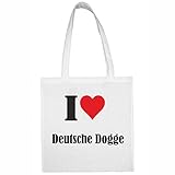 Reifen-Markt Tasche I Love Deutsche Dogge Größe 38x42 Farbe Weiss Druck Schwarz