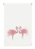 GARDINIA Rollo Digiprint Flamingo zum Klemmen, Tageslicht-Rollo mit Digitaldruck, Blickdicht, Alle Montage-Teile inklusive, Weiß/Dekor, 60 x 150 cm (BxH)