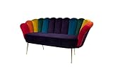 M-DEKO LUX-4 Handgemachte Lounge Sofa “Joker” Bezug aus Velours, Metallbeine (Schwarze Beine)