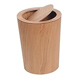 BEAHING Küchenmüll Can, Holzabfallbehälter mit Schwung Deckel Round Mülleimer
