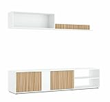 Wohnwand ECCO Die TV-Wand ECCO in Artik Weiß/Natur bietet mit ihrem 180 cm breiten Lowboard und ergänzenden Wandmodulen großzügigen Stauraum und fügt sich stilvoll in jedes moderne W