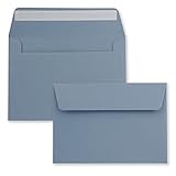 200x Briefumschläge Grau-Blau DIN C6 Format 11,4 x 16,2 cm - Haftklebung - Kuverts ohne Fenster - Weihnachten, Grußkarten & Einladungen - Für A6 & A4 Papier