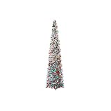 LIXXY Kleiner Weihnachtsbaum 5ft Weihnachtsbaum mit silberfarbenem Top zusammenklappbar,for kleine Räume Wohnung Kamin Party Weihnachtsdekorationen,einfach zu lagern echter Weihnachtsbaum (Color : A)