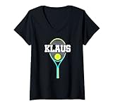 Damen Klaus Name Tennisspieler Jungen Ball und Schläger Sportfan T-Shirt mit V-Ausschnitt