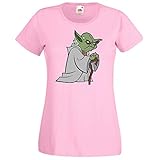 Youth Designz Damen T-Shirt Modell Space Wizard Yoda - Rosa L