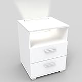 kalb | Mila - Nachtkonsole Nachttisch mit integriertem LED Licht, dimmbar Farbe: Weiß