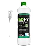 BiOHY Bodenreiniger für Wischroboter (1l Flasche) + Dosierer | Reinigungsmittel Konzentrat für alle Wisch & Saugroboter mit Nass-Funktion | Streifenfrei und schaumarm | nachhaltig & ökologisch