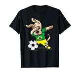 Dabbing Dog Hund Brasilien Fußball - Brasilianische Flagge T-Shirt