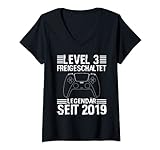 Damen 3. Geburtstag Kind 3 Jahre Gamer Level Legendär 2019 T-Shirt mit V-Ausschnitt