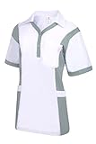 Clinotest Damenkasack Julia, Gesundheitswesen, für die Pflege, Berufsbekleidung, in Trendfarben (S, weiß/grau)