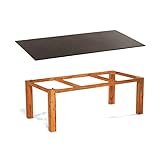 Sonnenpartner Gartentisch Base 200x100 cm Teakholz Old Teak Tischsystem Tischplatte Compact HPL Rostoptik 80050582