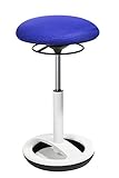 Topstar SU53BR6 Sitness High Bob, Stehhilfe, Fitnesshocker, Arbeitshocker, Sitzhöhe: 49 - 70cm, Standfußring Alu weiß lackiert, Stoffbezug, blau