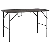ZENFEKU Outdoor-Tische, klappbarer Gartentisch, braun, 120 x 60 x 74 cm, HDPE-Rattan-Optik