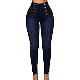 Katenyl Damen Zweireihige Slim Jeans Mode Klassisch Stretch Komfort Trend Lässig Alltag Einfach Skinny Jeanshose XXL