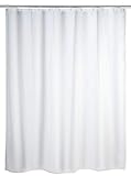 WENKO Duschvorhang Uni Weiß - Textil , waschbar, wasserabweisend, mit 12 Duschvorhangringen, Polyester, 120 x 200 cm, Weiß
