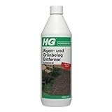 HG Algen- und Grünbelag Entferner Konzentrat 1L – ist ein konzentrierter Algen- und Grünbelagentferner für Terrassen, Pflasterungen und Wände