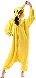 Joy Start Erwachsene Onesie Tier Pyjamas Unisex Karneval Halloween Cosplay Kostüm Nachtwäsche (Pikachu, Large)