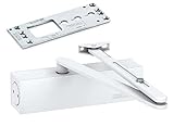 GEZE Weiß TS 2000 V BC Gestängetürschließer für einflügelige Türen bis 1250 mm Flügelbreite mit Gestänge und Montageplatte / Set 3 in 1, White
